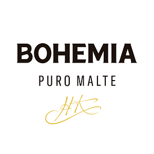 Logotipo circular com o texto Bohemia Puro Malte" na cor preta.