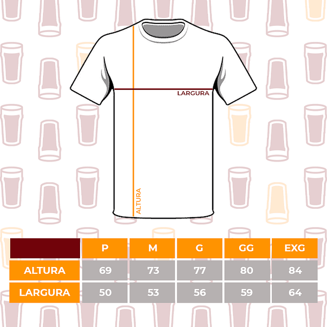 Tabela de medida de camisetas